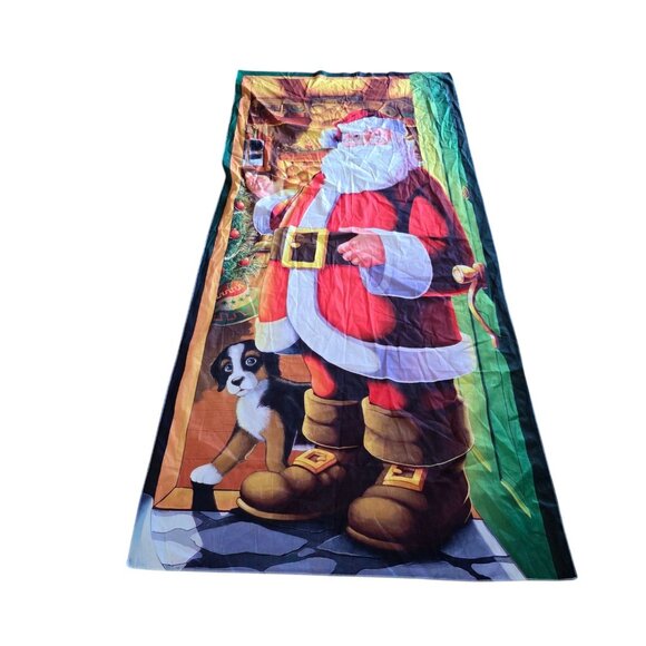 79” X 35” SANTA Christmas W/Berner Dog Door Cover Wall Hanging - Picture 1 of 4